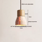 Travertijn Hanglamp – Moderne Grotsteen LED Plafondlamp met Houten Accenten