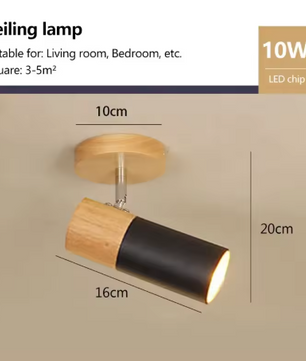 Noordse Houten Plafondlamp – Verstelbare Draaibare Spotlight