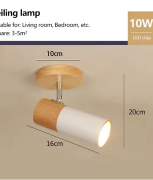 Noordse Houten Plafondlamp – Verstelbare Draaibare Spotlight