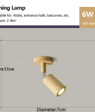 Noordse Houten Plafondlamp – Verstelbare Draaibare Spotlight
