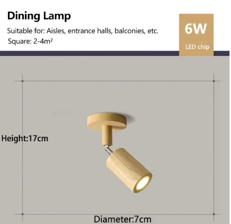 Noordse Houten Plafondlamp – Verstelbare Draaibare Spotlight