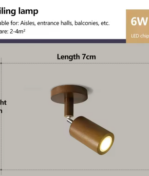Noordse Houten Plafondlamp – Verstelbare Draaibare Spotlight
