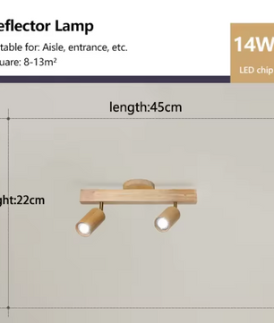Noordse Houten Plafondlamp – Verstelbare Draaibare Spotlight