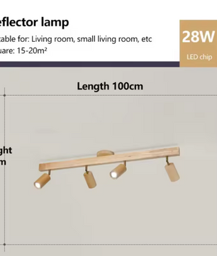 Noordse Houten Plafondlamp – Verstelbare Draaibare Spotlight