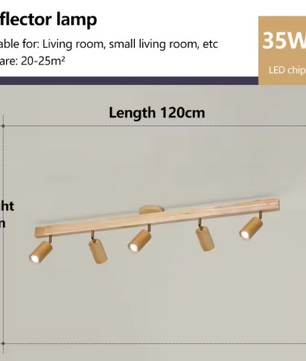 Noordse Houten Plafondlamp – Verstelbare Draaibare Spotlight