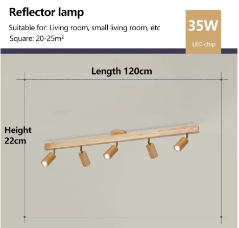 Noordse Houten Plafondlamp – Verstelbare Draaibare Spotlight