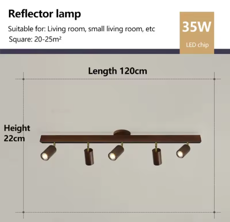 Noordse Houten Plafondlamp – Verstelbare Draaibare Spotlight