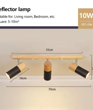 Noordse Houten Plafondlamp – Verstelbare Draaibare Spotlight