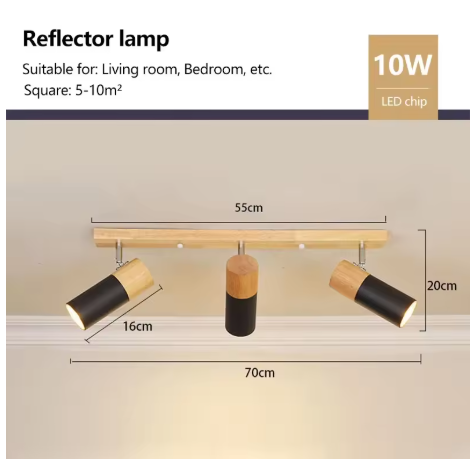 Noordse Houten Plafondlamp – Verstelbare Draaibare Spotlight