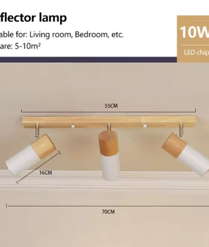 Noordse Houten Plafondlamp – Verstelbare Draaibare Spotlight