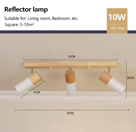 Noordse Houten Plafondlamp – Verstelbare Draaibare Spotlight