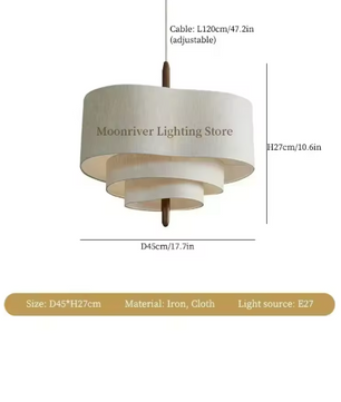 Wabi Sabi Plafondlamp – Stoffen Kroonluchter met LED E27, Japans Minimalistisch Design