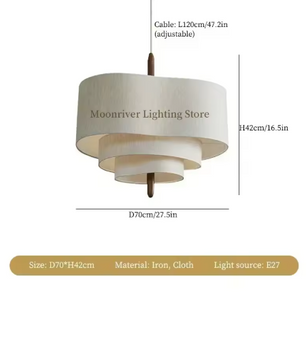 Wabi Sabi Plafondlamp – Stoffen Kroonluchter met LED E27, Japans Minimalistisch Design