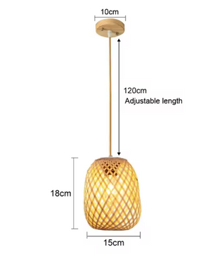 Rotan Bamboe Hanglamp – Handgeweven Natuurlijke Plafondlamp voor Woonkamer & Slaapkamer