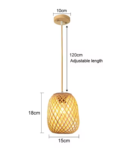 Rotan Bamboe Hanglamp – Handgeweven Natuurlijke Plafondlamp voor Woonkamer & Slaapkamer