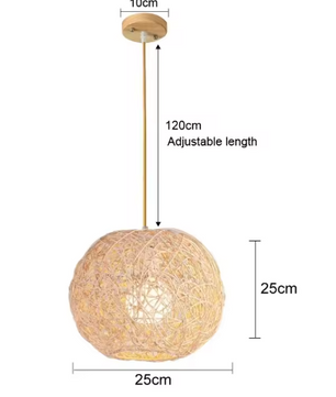 Rotan Bamboe Hanglamp – Handgeweven Natuurlijke Plafondlamp voor Woonkamer & Slaapkamer