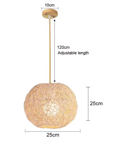 Rotan Bamboe Hanglamp – Handgeweven Natuurlijke Plafondlamp voor Woonkamer & Slaapkamer