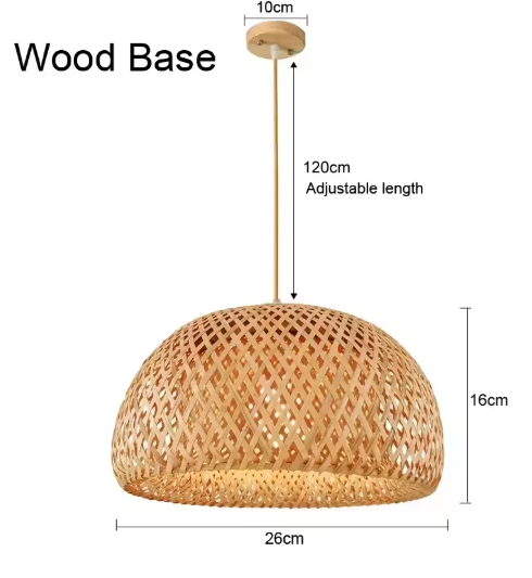Rotan Bamboe Hanglamp – Handgeweven Natuurlijke Plafondlamp voor Woonkamer & Slaapkamer