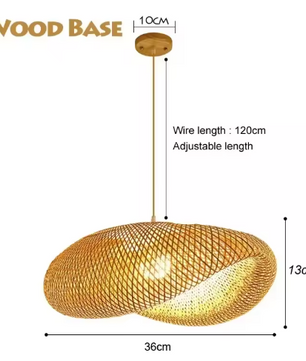 Rotan Bamboe Hanglamp – Handgeweven Natuurlijke Plafondlamp voor Woonkamer & Slaapkamer