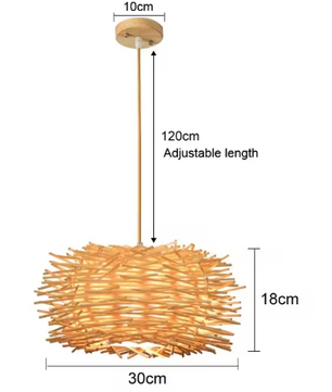 Rotan Bamboe Hanglamp – Handgeweven Natuurlijke Plafondlamp voor Woonkamer & Slaapkamer
