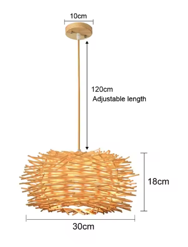 Rotan Bamboe Hanglamp – Handgeweven Natuurlijke Plafondlamp voor Woonkamer & Slaapkamer