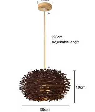 Rotan Bamboe Hanglamp – Handgeweven Natuurlijke Plafondlamp voor Woonkamer & Slaapkamer