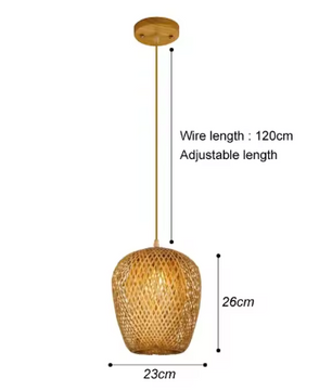 Rotan Bamboe Hanglamp – Handgeweven Natuurlijke Plafondlamp voor Woonkamer & Slaapkamer