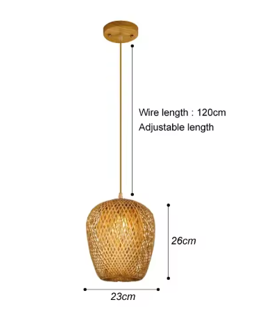 Rotan Bamboe Hanglamp – Handgeweven Natuurlijke Plafondlamp voor Woonkamer & Slaapkamer