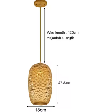 Rotan Bamboe Hanglamp – Handgeweven Natuurlijke Plafondlamp voor Woonkamer & Slaapkamer