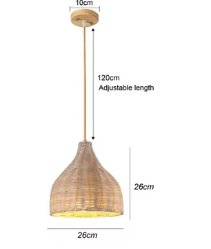 Rotan Bamboe Hanglamp – Handgeweven Natuurlijke Plafondlamp voor Woonkamer & Slaapkamer