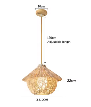 Rotan Bamboe Hanglamp – Handgeweven Natuurlijke Plafondlamp voor Woonkamer & Slaapkamer