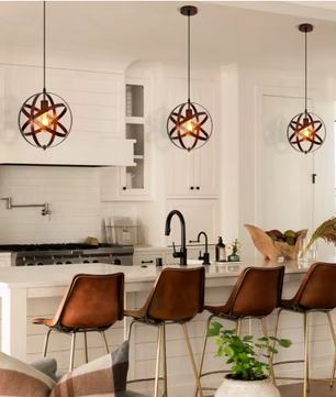 Retro Metalen Hanglamp – Vintage Plafondlamp met Kooi Ontwerp, E27 Fitting