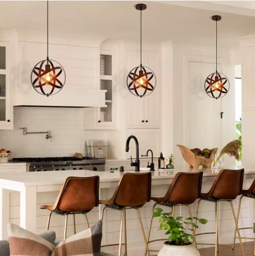 Retro Metalen Hanglamp – Vintage Plafondlamp met Kooi Ontwerp, E27 Fitting