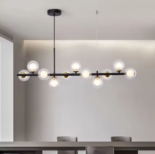 Scandinavische LED Hanglamp – Gouden 11-Lichts Glazen Bol Designlamp