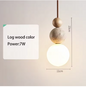 Travertin & Houten Hanglamp – Moderne Natuursteen LED Plafondlamp