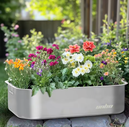 Set van 3 Verhoogde Roestvrijstalen Tuinbedden – Zilver, Duurzaam en Weerbestendig – Voor Binnen en Buiten