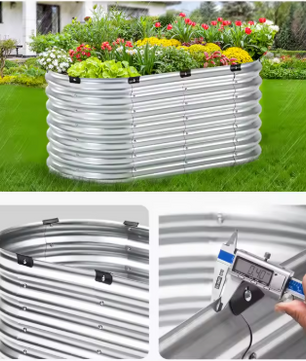 Metalen Verhoogd Tuinbed – Gegalvaniseerde Plantenbak met Open Bodem – Duurzaam en Ruim voor Buitenplanten