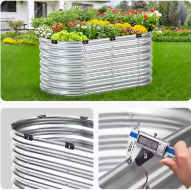 Metalen Verhoogd Tuinbed – Gegalvaniseerde Plantenbak met Open Bodem – Duurzaam en Ruim voor Buitenplanten