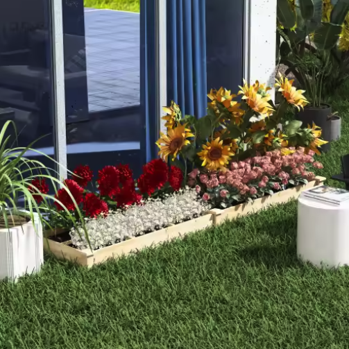 Verhoogd Houten Tuinbed met 2 Vakken – Grote Plantenbak voor Kruiden, Groenten en Bloemen – Natuurlijk en Duurzaam