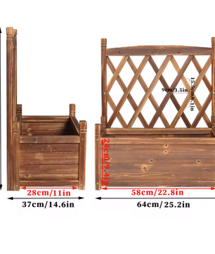 Verhoogde Plantenbak met Trellis – Massief Dennenhout, Vrijstaand voor Klimplanten en Bloemen