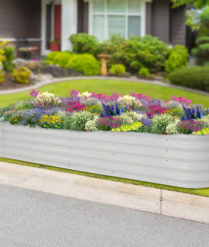 Rechthoekige Metalen Plantenbak – 240×60×43 cm, Aluminium-Verzinkt Staal, Groot Formaat voor Buiten