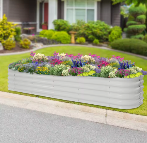 Rechthoekige Metalen Plantenbak – 240×60×43 cm, Aluminium-Verzinkt Staal, Groot Formaat voor Buiten