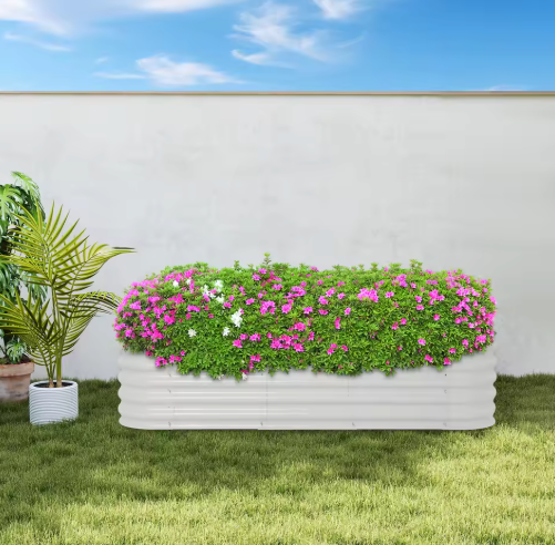Rechthoekige Metalen Plantenbak – 240×60×43 cm, Aluminium-Verzinkt Staal, Groot Formaat voor Buiten