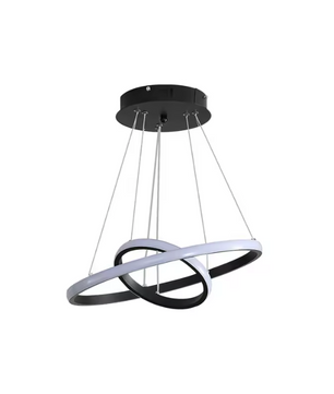 Moderne Zwarte LED Hanglamp – 2 Ringen Design Plafondlamp