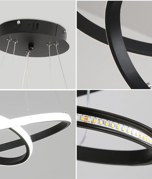 Moderne Zwarte LED Hanglamp – 2 Ringen Design Plafondlamp