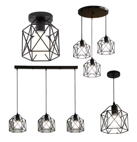 Industriële Metalen Kooi Hanglamp – Moderne LED Plafondlamp
