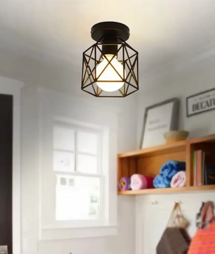 Industriële Metalen Kooi Hanglamp – Moderne LED Plafondlamp