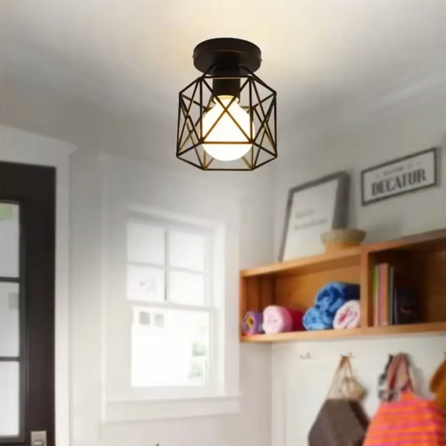 Industriële Metalen Kooi Hanglamp – Moderne LED Plafondlamp