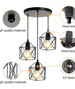Industriële Metalen Kooi Hanglamp – Moderne LED Plafondlamp