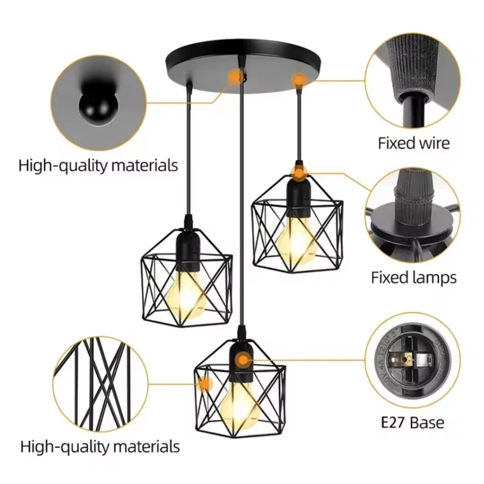 Industriële Metalen Kooi Hanglamp – Moderne LED Plafondlamp